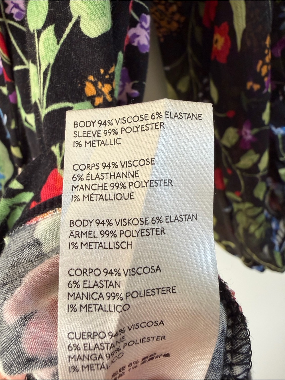 Anthropologie Black Floral Puff Sleeve Peasant Blouse Size M - Picture 4 of 7